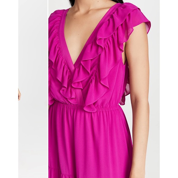 Wayf Magenta Ruffle Midi Dress - Picture 5 of 9